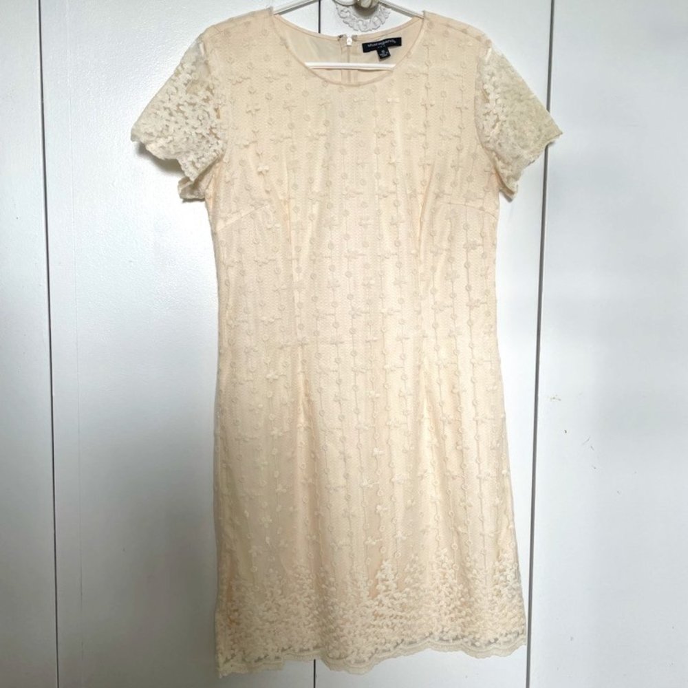 Short Sleeve Lace Dress in Cream